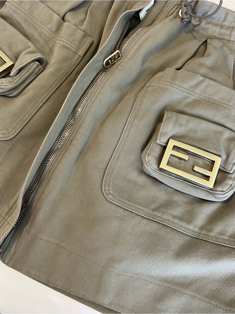 Fendi FF Pocket Utility Mini Skirt IT 40 US 4 Khaki Cotton Made in Italy - Picture 4 of 8
